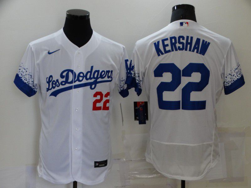 Men Los Angeles Dodgers #22 Kershaw White City Edition Elite Nike 2021 MLB Jersey